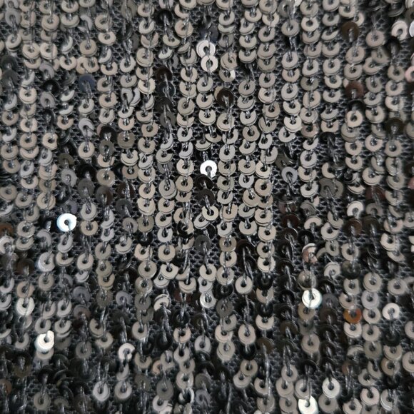 CABLE & GAUGE Black Sequin Short Sleeve Top Size M - Picture 3 of 5